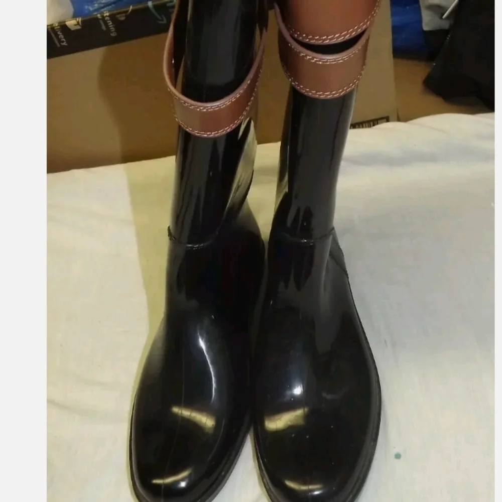 COACH Equestrian KNEE HIGH RUBBER RAIN BOOTS SIZE 7M